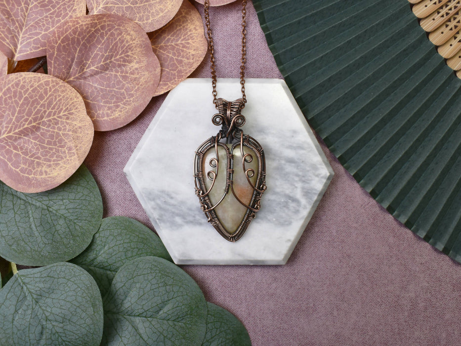 Wire Wrapped Copper Pendant With Aqua Seraphinite