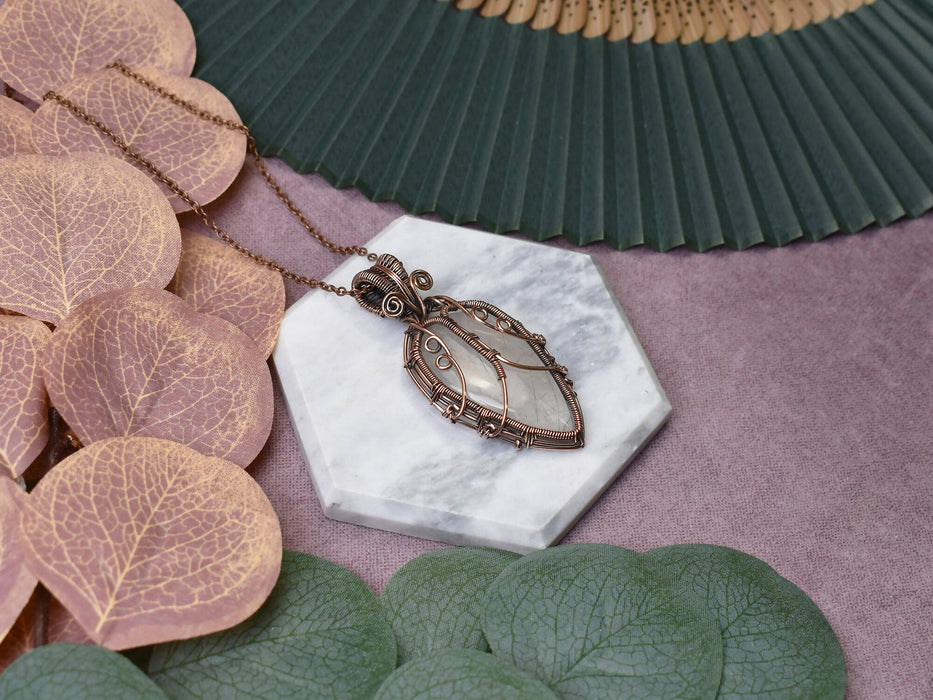 Wire Wrapped Copper Pendant with Black Rutiled Quartz