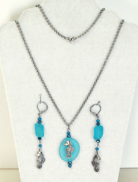 Aqua Seahorse Jewelry Set