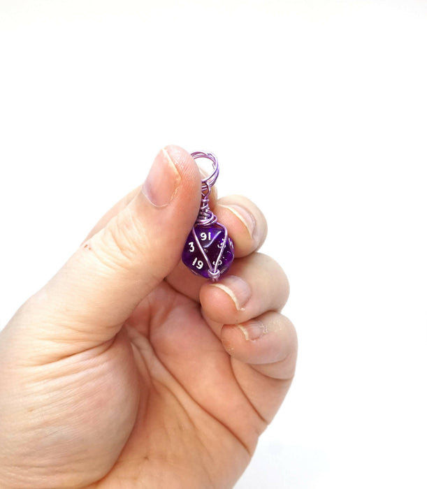 Mini Purple D20 Dice Necklace