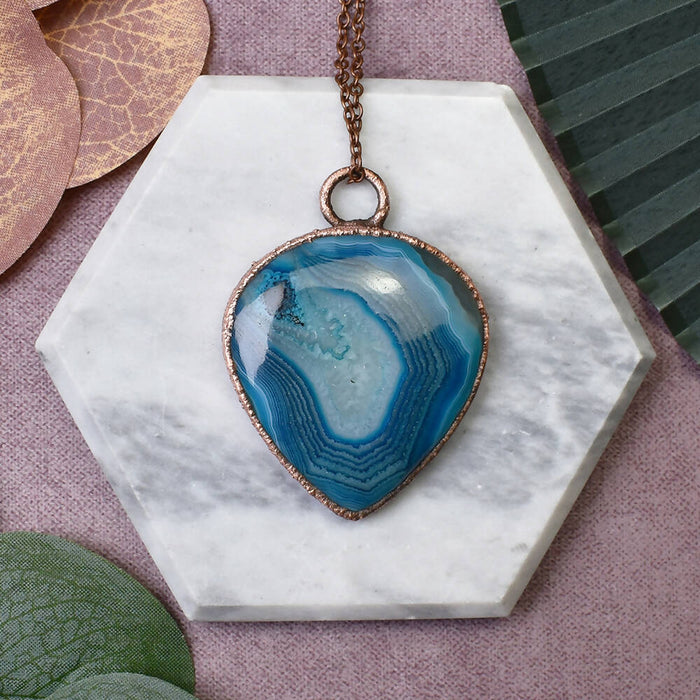 Blue Onyx Copper Pendant