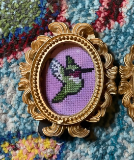 Completed Cross Stitch - Hummingbird