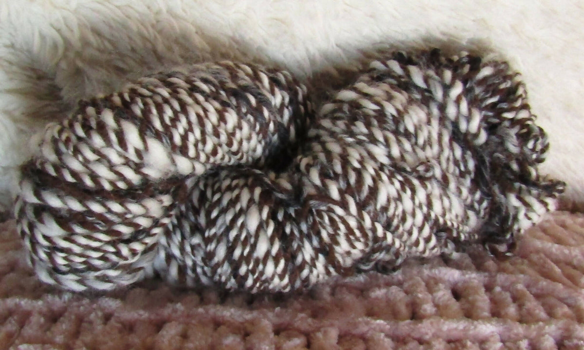 4 ounces Hand Spun Wool yarn natural tan brown white Bulky & Super