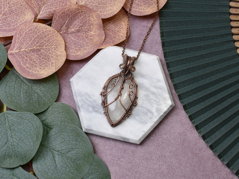 Wire Wrapped Copper Pendant with Black Rutiled Quartz